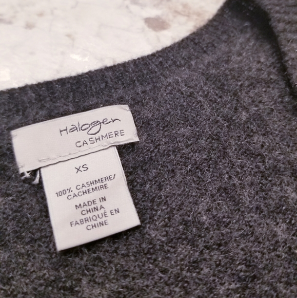 HALOGEN 100% Cashmere Side Slit V-Neck Pullover XS - Picture 2 of 5